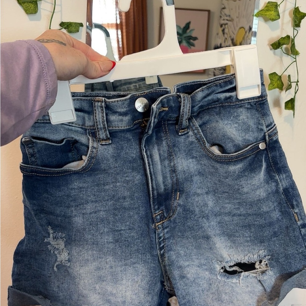 Distressed Blue Denim Shorts